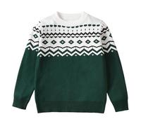Allbestop Pulls Garçons, Jacquard Sweat Noel Enfant Tricoté pour Garçons et Filles Pull Moche de Noël Pull Fille Hiver Vêtements Fille(Vert,6-7 Ans)