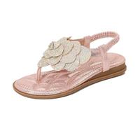 Allbestop Sandal pour Enfants, Chaussures Orthopédiques Filles Chaussure Princesse Nu Pieds Fille Été Confortable Rome Flat Slope Talons Sandales Escamotées Fille Peep Toe Sandales Claquette(Rose,31)