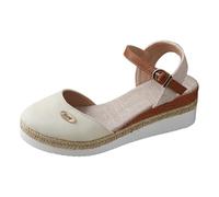 Allbestop Sandale Confort Femme Sandales Espadrilles Espagnoles pour Femmes - Chaussures Durables et Vegan. Style Classique, Tige en Toile Biologique, Semelle Intérieure Confortable,(Beige,41)