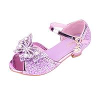 Allbestop Sandale Fille Sandales Étincelantes pour Fille avec Nœud Princesse et Talons Mode pour Occasions Spéciales(Violet,34)