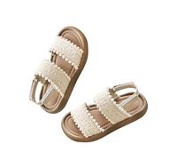Allbestop Sandales à Bout Ouvert Filles, Sandales Orthopédiques Fille Chaussure de Princesse Chaussure Pied Nu Fille Rome Flat Slope Talons Escamotées Peep Toe Claquette Enfant Sandale(Blanc,38)
