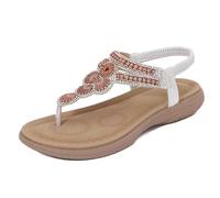 Allbestop Sandales Chaussures de Plage Femme, Tong Cuir Sandales Plates pour Femmes Pantoufles Été Femme Été Confortable Chaussons Piscine Sandale Plage(Blanc,37)