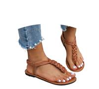 Allbestop Sandales Chaussures de Plage Femmes, Tong Cuir Chaussures de Bain Plates et Souples Pantoufles Été Femme Confortable Chausson Orthopédique Femme Plage(Marron,35.5)