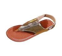 Allbestop Sandales Chaussures de Plage pour Femmes, Tong Cuir Femme Sandales à Plate-Forme Pantoufle Femme Été Pantoufles d'Été pour Chausson Orthopédique Chaussons de Plage(Or,37)
