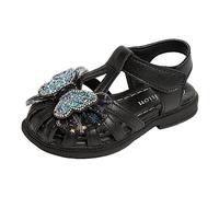 Allbestop Sandales Confort Fille, Chaussures Fille Pieds Larges Chaussure Princesse Chausson Orthopédique Chaussures Enfant Sandales de Sport(Le noir,29.5)