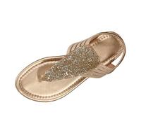 Allbestop Sandales Confortable Quartier Féminin Sandales Tongs D Été Tendances Confort avec Strass Sans Reprise de Motifs Redondants(Or,42)