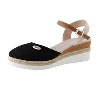Allbestop Sandales Confortable Sandales Espadrilles Espagnoles pour Femmes - Chaussures Durables et Vegan. Style Classique, Tige en Toile Biologique, Semelle Intérieure Confortable, Semelle(Noir,40)
