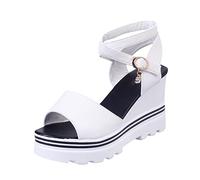 Allbestop Sandales De Randonnée Femme Confort Sandales Plates Femme Plate-Forme Solide Décontracté Confortables Sans Sucre Hors Voie(Blanc,39)
