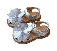 Allbestop Sandales Enfant Fille, Chaussures Orthopédiques Fille Chaussure de Princesse Sandales et Nu-Pieds Rome Flat Slope Talons Escamotées Peep Toe Claquettes Piscine Sandale Plage(Argent,31)
