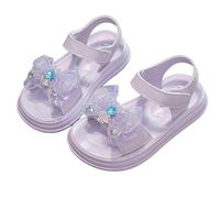 Allbestop Sandales Enfant pour Fille, Chaussure Orthopédique en Cuir Chaussure de Princesse Chaussures Fille Pieds Larges Rome Flat Slope Talons Sandales Escamotées Peep Toe Claquettes(Violet,27)