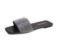Allbestop Sandales Femme Women's Sandals - Élégantes Sandales Plates Strass avec Bride Ouverte pour L'Été Décontractées et Tongs de Mode Ouvertes et Légères pour Plage Salle de Bain(Noir,42)