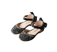Allbestop Sandales Fille Ete Fleur Chaussures Enchantées pour Filles Sandales Tendance à Nœud Doux Parfaites pour L Daily et Les Sorties Design Princesse(Noir,35)