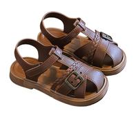 Allbestop Sandales Garcon Sandales Pratiques pour Tout-Petits Hommes Chaussures d'Extérieur Confortables Semelles Souples Modèles Quotidien de Plage Faciles à Ajuster et À Garçon(Marron,25)