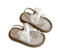 Allbestop Sandales Plage et Piscine pour Enfant, Sandale Orthopédique Chaussure Princesse Nu Pieds Fille Été Rome Flat Slope Talons Sandales Escamotées Fille Peep Toe Tongs Claquette(Beige,27)