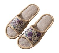 Allbestop Sandales Plates Confortable Orthopédique Coton pour Femmes et Hommes, Pantoufles de Couple à Bout Ouvert, Chaussures Respirantes pour Chambre à Coucher Sandales Compensées Noir(Violet,38)