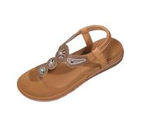 Allbestop Sandales Plates Femme Été Confortable, Tong Cuir Femme Sandales Plates pour Femmes Pantoufle Été Confortable Chaussons de Piscine Antidérapants pour La Douche Sandale Plage(Marron,39)