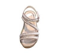 Allbestop Sandales pour Enfant Fille, Chaussures Pied Nu Fille Chaussure Princesse Chaussure Orthopédique Enfant Chaussons Été Chaussures de Sport(Argent,23.5)