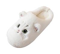 Allbestop Sandales Taille 9 Pantoufles en Coton pour Couple, Automne et Hiver, Pantoufles en Peluche Mignonnes de Dessin animé de Chat, Chaudes pour la Maison, Chaussures Mode Femmes(Blanc,45)