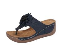 Allbestop Sandalettes Femme Sandales d'Été Féminines à Bout Ouvert Pantoufles Confortables pour la Plage Chaussures Décontractées à Enfiler Facilement(Bleu foncé,43)