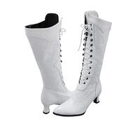 Allbestop Santiag, Cuissarde Femme Talon Haut Sexy Pute Botte au Dessus Du Genou Femme Bottes Haut Bottes à Talons Carrés pour Cuir Mollet Large Botte Equitation(Blanc,42)