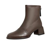 Allbestop Santiag Femme, Ant Bottines Confortable Bottes Moto Femme Women Snow Boots Bottes Neige Chaussures Pieds Sensibles(Marron,39)