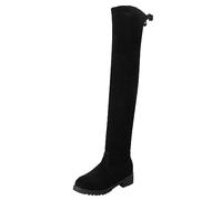 Allbestop Santiags, Bottes Cuissardes Cuir Bottes Femme Genou de Cowboy Hautes pour Femmes Botas de Plataforma Con Talon Carré Para Mujer Cavalières Femme Cuir Mi-Mollet(Noir,37)