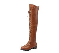 Allbestop Santiags, Cuissarde Femme Talon Haut Sexy Pute Botte au Dessus Du Genou Femme Botte Haute Chaussures à Talons Hauts pour Femmes Boot Cuir Bottes Orthopédiques Imperméables et(Marron,42)