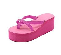 Allbestop Talon Compensé,Chaussures À Talon Fille Chaussures Femme Mariage Chaussure Été Femme Femme Slim Chausson Couple Mule Tropezienne Femme(Rose Vif,43)