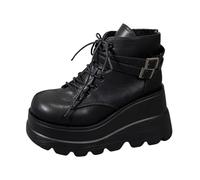 Allbestop Talon Femme, Bottines Fourrées Femme Botas de Talon Carré Para Mujer Bottes de Motard Chaussures Neige Boots Chaussure Remonte(Noir,38)