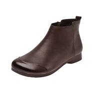 Allbestop Talon Femme, Chelsea Bottines Bottes Femme Cuir Mollet Large Fold Over Boots Bottes de Neige Femmes Chaussure Remonte(Marron,37)