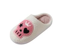Allbestop Talons pour Femmes Habillées Bout Fermé Hommes et Femmes, Pantoufles d'intérieur en Coton avec Couronne SK Ull pour Halloween, Nouvelle Plage(Rose,39)