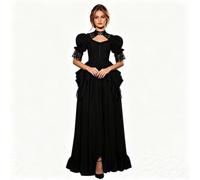 Allbestop Terrifier Costume Halloween Élégante Européenne Pour Cosplay Spectacles Soirée Médiévale Dentelle Raffinée Coupe Ajustée Polyvalente Pour Fêtes Costumées Ballets(Le noir,L)