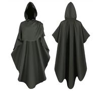 Allbestop Terrifier Costume Halloween Manteau Cape Médiéval Halloween Gothique Unisexe Grande Avec Capuche Amovible Fermeture Boutonnée Laine Texturée Style Punk Rock(Vert,M)