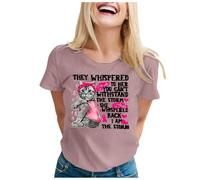 Allbestop Top Octobre Rose, Cancer du Sein Cancer du Sein Octobre Rose Ruban Arc en T Shirt Tunique Femme Ete Fluide T Shirt(Violet,M)
