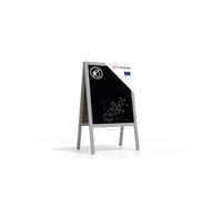 ALLboards Chevalet Stop Trottoir avec Cadre en Bois Laqué Argenté 100x60cm, Chevalet Ardoise