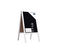 ALLboards Chevalet Stop Trottoir avec Cadre en Bois Laqué Blanc 118x61cm, Chevalet Ardoise