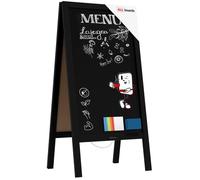 ALLboards Chevalet Stop Trottoir avec Cadre en Bois Laqué Noir 100x50cm, Chevalet Publicitaire