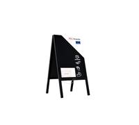 ALLboards Chevalet Stop Trottoir Exterieur Etanche avec Cadre en Bois Laqué Noir 100x60cm, Chevalet Ardoise, Tableau publicitaire extérieur