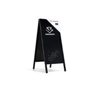ALLboards Chevalet Stop Trottoir Exterieur Étanche avec Cadre en Bois Laqué Noir 150x61cm, Chevalet Ardoise