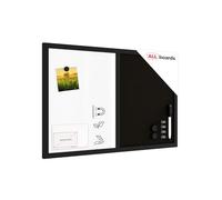 ALLboards Combi 2 en 1, Blanc Magnétique Effaçable à Sec et en Liège Noir Avec Cadre en Bois Noir 60x40cm, Tableau d'Affichage