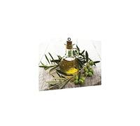 ALLboards Plaque de Protection en Verre Trempé Universel et Multifonction - 2 pièces 52x30cm Motif Huile d’Olive Olives, Planche à Découper, Plateau en Verre
