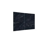 ALLboards Plaque de Protection en Verre Trempé Universel et Multifonction - 2 pièces 52x30cm Motif Marbre Noir, Planche à Découper, Plateau en Verre