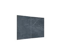 ALLboards Plaque de Protection en Verre Trempé Universel et Multifonction - 2 pièces 52x30cm Motif Marbre Gris Anthracite, Planche à Découper, Plateau en Verre