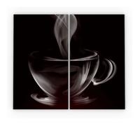 ALLboards Plaque de Protection en Verre Trempé Universel et Multifonction - 2 pièces 52x30cm Motif Tasse de Café, Planche à Découper, Plateau en Verre