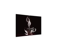 ALLboards Plaque de Protection en Verre Trempé Universel et Multifonction - 2 pièces 52x30cm Motif Tasse de Café, Planche à Découper, Plateau en Verre