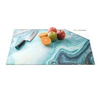 ALLboards Plaque de Protection en Verre Trempé Universel et Multifonction BLEU ET OR 60 x 52 cm Planche à Découper, Plateau en Verre