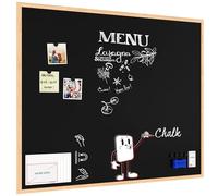 ALLboards Tableau à Craie Noir Magnétique avec Cadre en Bois Naturel 100x80cm