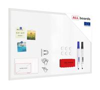 ALLboards Tableau blanc avec cadre blanc 90x60cm Tableau magnétique blanc Magnétique, effaçable à sec