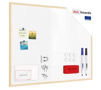 ALLboards Tableau Blanc Magnétique Effaçable à Sec avec Cadre en Bois 100x80cm, Whiteboards