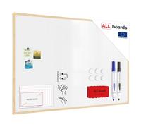 ALLboards Tableau Blanc Magnétique Effaçable à Sec avec Cadre en Bois 150x100cm, Whiteboards